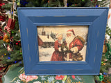Santa & Mrs Claus blue frame picture