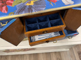 Gorgeous blue jewelry box  with stunning florals