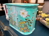 Spring green & white  jewelry box pretty flowers