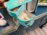 Spring green & white  jewelry box pretty flowers