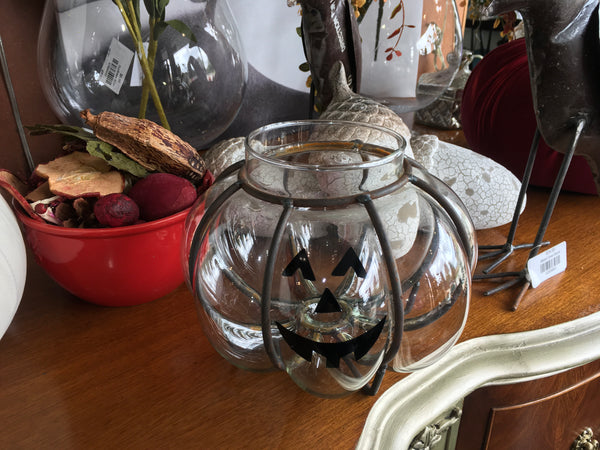 Iron & Glass Pumpkin w/Face
