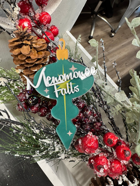 Menomonee Falls tall green ornament