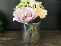 Rose floral vase mirror Mercury glass