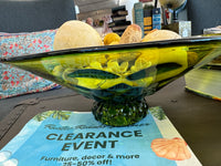 MCM Green glass footed bowl