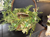 Shallow Wicker Basket with wreath