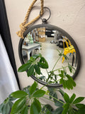 Hanging round iron look mirror