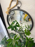 Hanging round iron look mirror