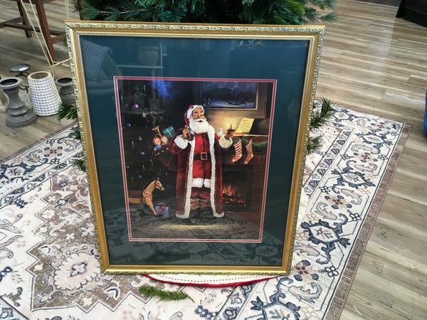 Santa In Front Of Fireplace