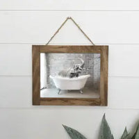 Baby animals bathtub framed wood picture sign