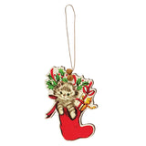 4/Set - Retro Look Wooden Puppy, Kitten, & Reindeer Ornament