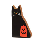 Chunky Black Cat & Jack Wooden Sitter