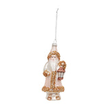 Vintage Pink Glass Santa Ornament
