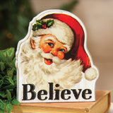 Wooden Retro Santa Believe Sitter