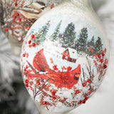 Woodland Teardrop ornaments cardinal or chickadee