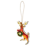 4/Set - Retro Look Wooden Puppy, Kitten, & Reindeer Ornament
