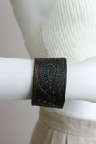 Boho Paisley Embossed Leather Bracelet