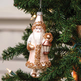 Vintage Pink Glass Santa Ornament