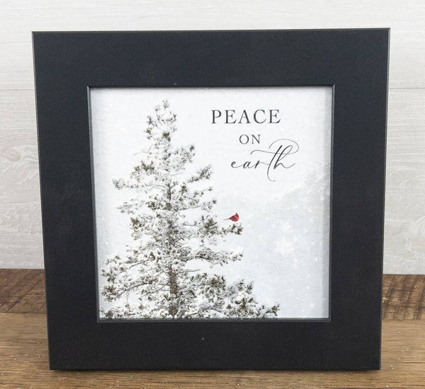 Peace On Earth Winter Cardinal Christmas Sign Art