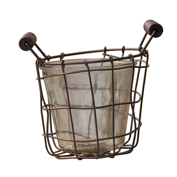 Vase Wire Basket with Glass Jar - 4.5"