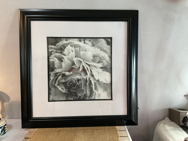 Black / white floral framed print
